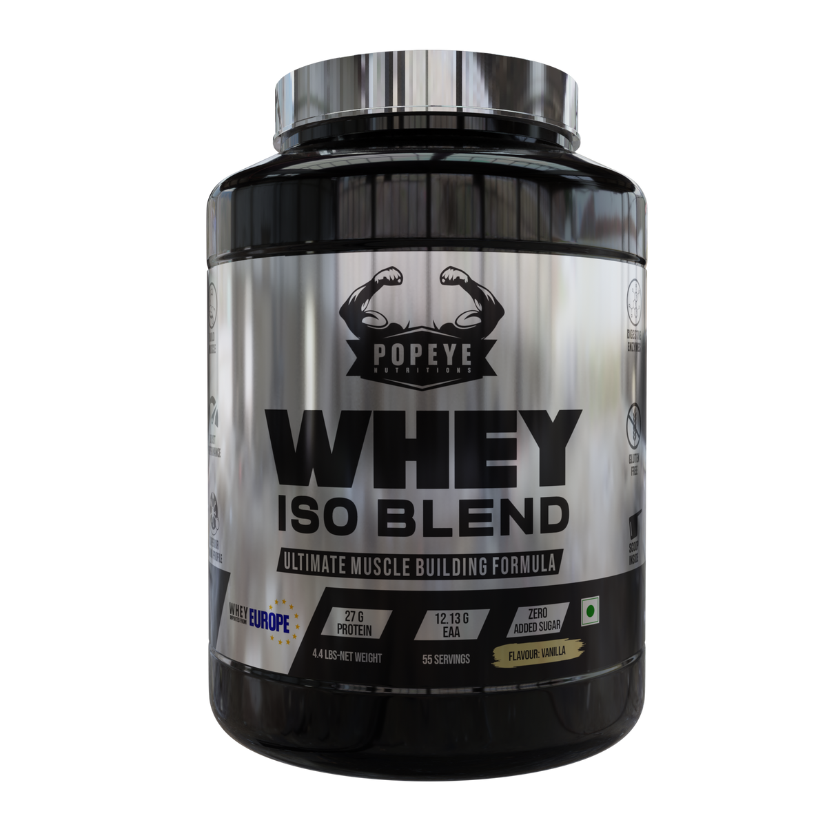 PopeyNutritions Whey ISO Blend, 2 kg (4.4 lb), Vanilla