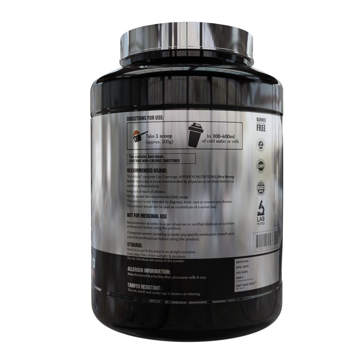 Popeye Nutrition, Weight Gain Powder To Improve Muscle Mass And Nourish The Body, And Strong Health Powder Improve Muscle Mass, Chocolate